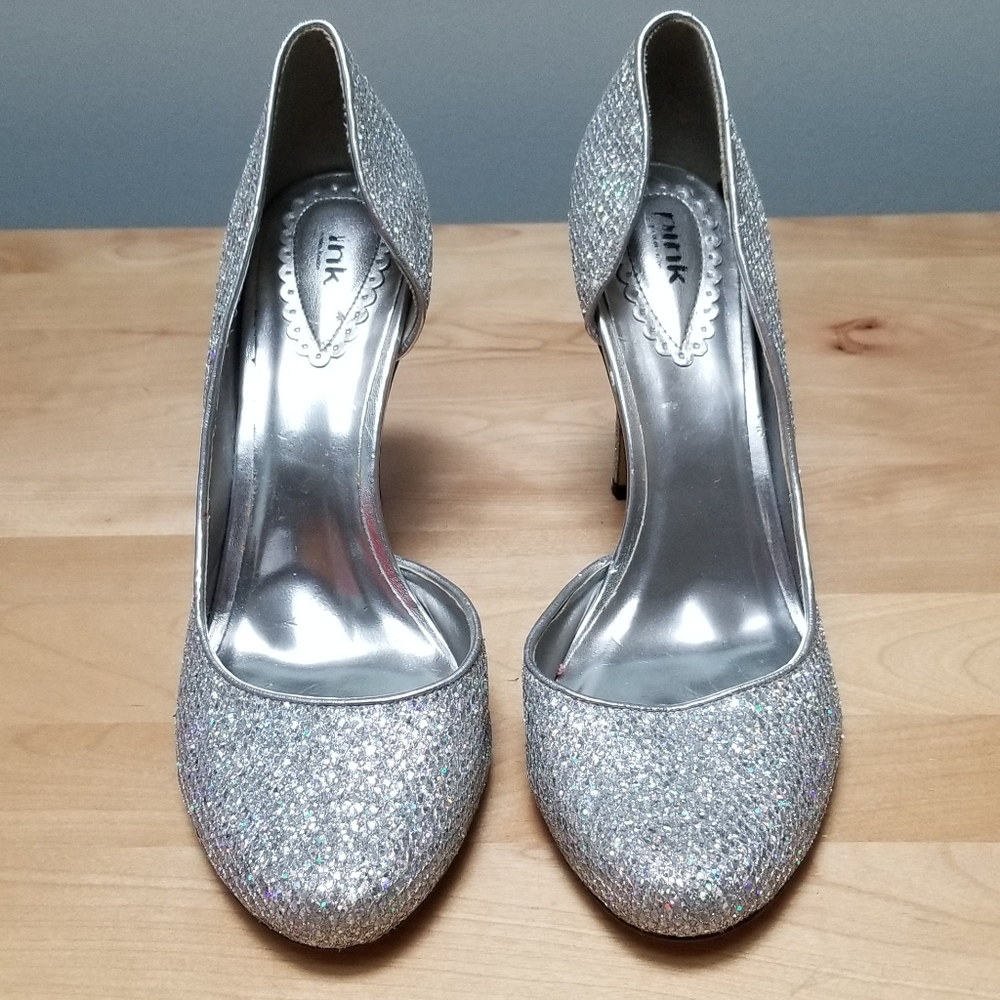 PARADOX LONDON PINK | SILVER GLITTER PUMPS, 9.5